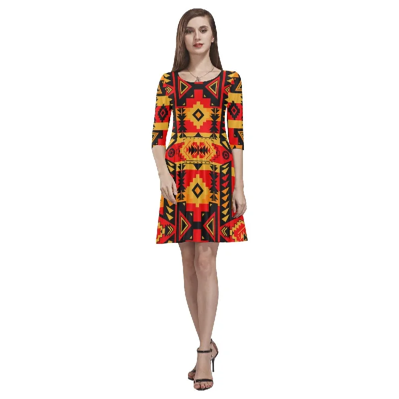 Chiefs Mountain Fire Tethys Half-Sleeve Skater Dress Tunics Summer linen