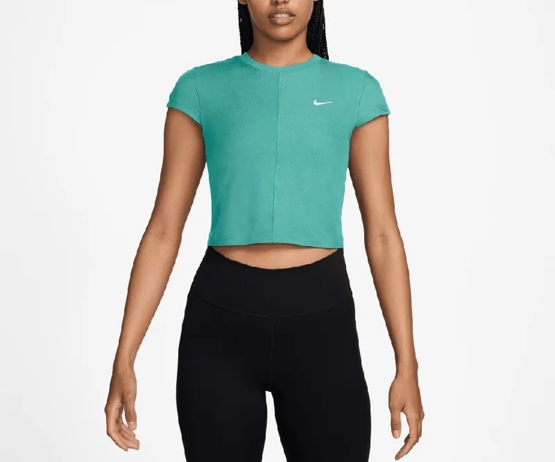 Nike Womens Ribbed Short Sleeve Crop Top Casual Formal Business