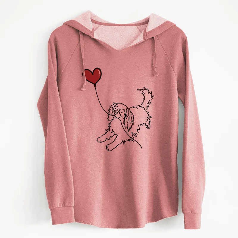 Cavalier King Charles Heart String - Cali Wave Hooded Sweatshirt Hoodie with Cropped Fit Short Trendy