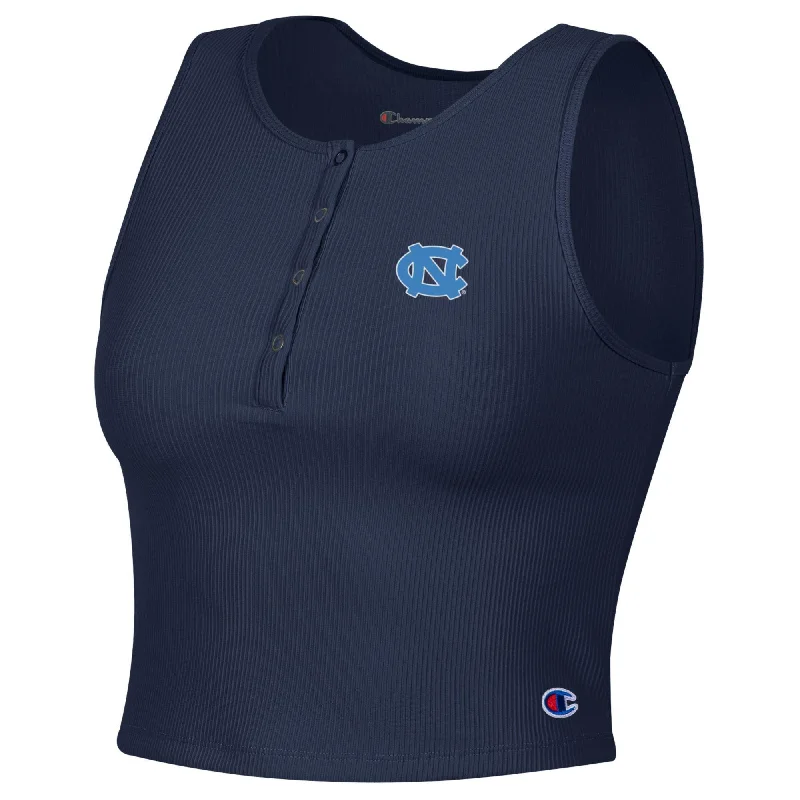 Carolina Tar Heels Navy Blue Ribbed Crop Top Lace Blend Ribbed Blend Corduroy Blend
