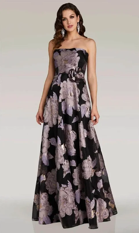 Gia Franco 12373 - Strapless Floral Evening Dress Cowl Neckline Elegant