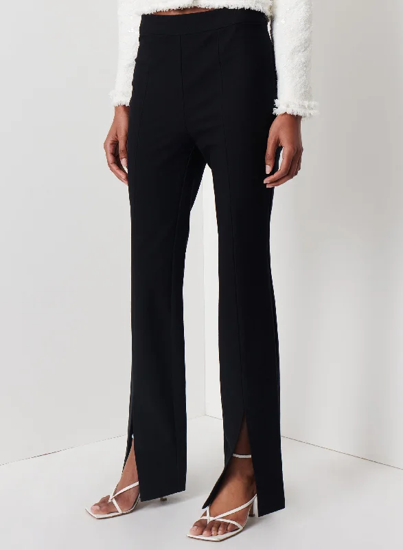 Derek Lam 10 Crosby - Lucia Flare Slit Pant In Black Stylish Paperbag Waist Pants