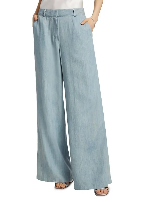 Lydia Pant In Light Denim Chic Checkered Pants