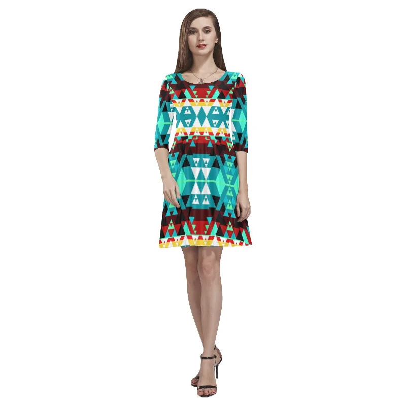 Writing on Stone Wheel Tethys Half-Sleeve Skater Dress Tunics Brand named