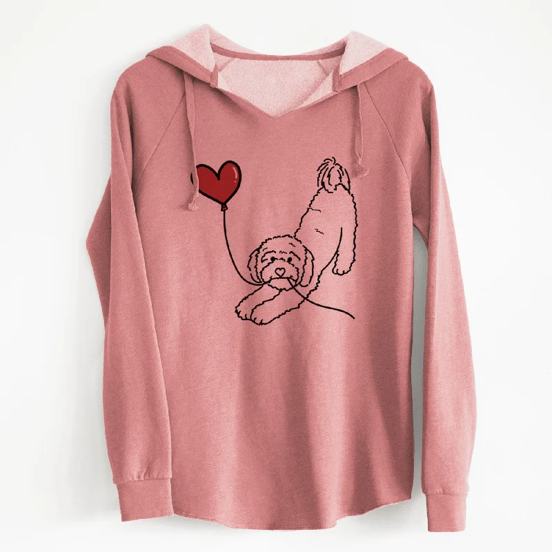 Cavapoo Heart String - Cali Wave Hooded Sweatshirt Hoodie with Frayed Bohemian Relaxed