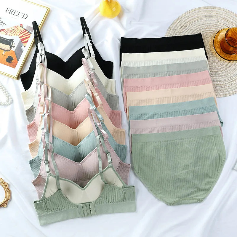 Sports Women Bra Panties Set Seamless Bra Top Set Letter Active Wear Bra Female Sexy Lingerie Set Fitness Crop Top Underwear Fleece Fabric Down Fabric Feather Fabric