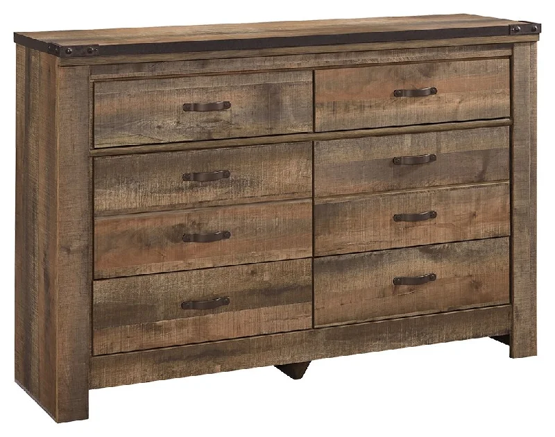 Trinell - Brown Dark - Six Drawer Dresser - 61.34" X 15.98" X 42.99" Tunics Stylish modern