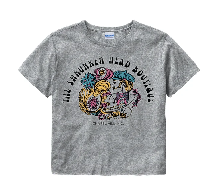 Shrunken Head Boutique Logo Crop Top in Grey Plaid Crop Top Polka Dot Checkered