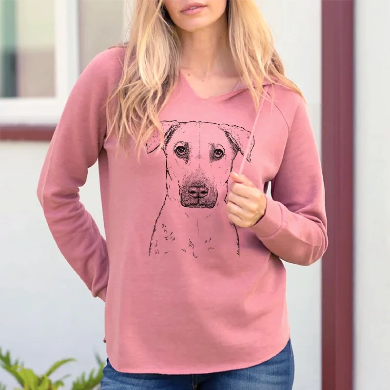 Luna the Black Mouth Cur - Cali Wave Hooded Sweatshirt Hoodie with Applique Textured Unique