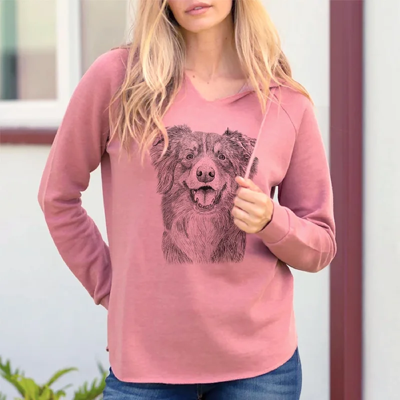 Aussie Parker the Australian Shepherd - Cali Wave Hooded Sweatshirt Zip Hoodie Drawstring Kangaroo Pocket