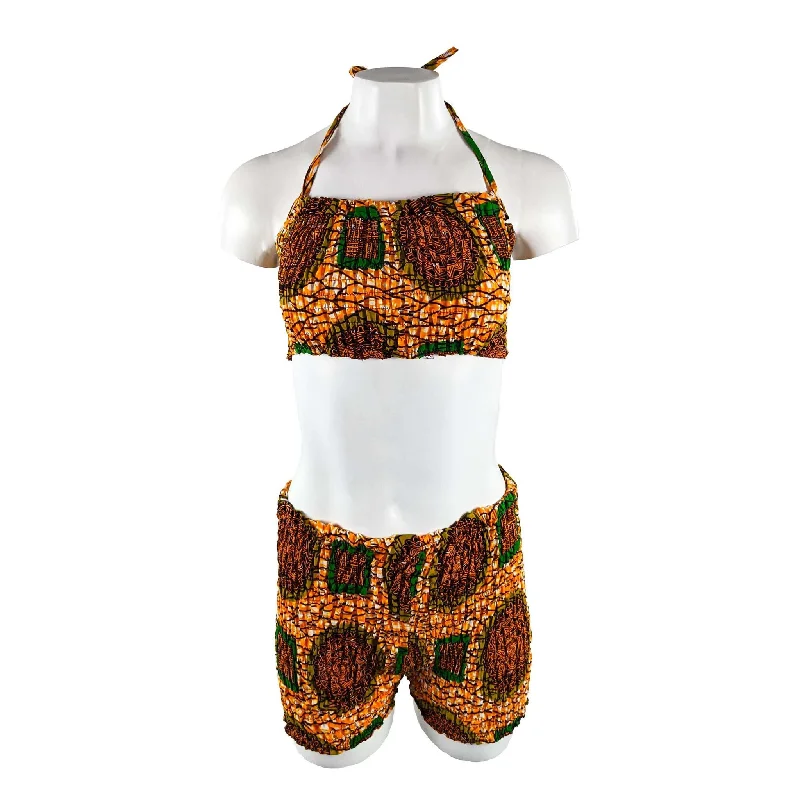 Smoked 2pc Crop top & Short Set Hooded Caped Shawl Collar