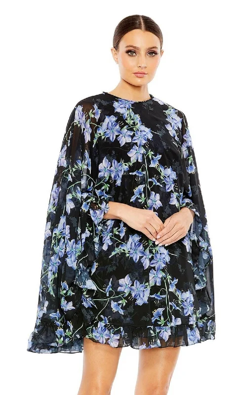 Black Floral Print Party Dress 56028 by Mac Duggal Tunics Winter warm