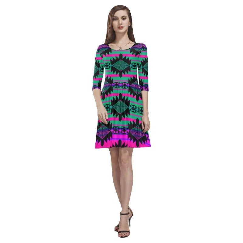 Okotoks Moonlight Tethys Half-Sleeve Skater Dress Boat Neckline Classic
