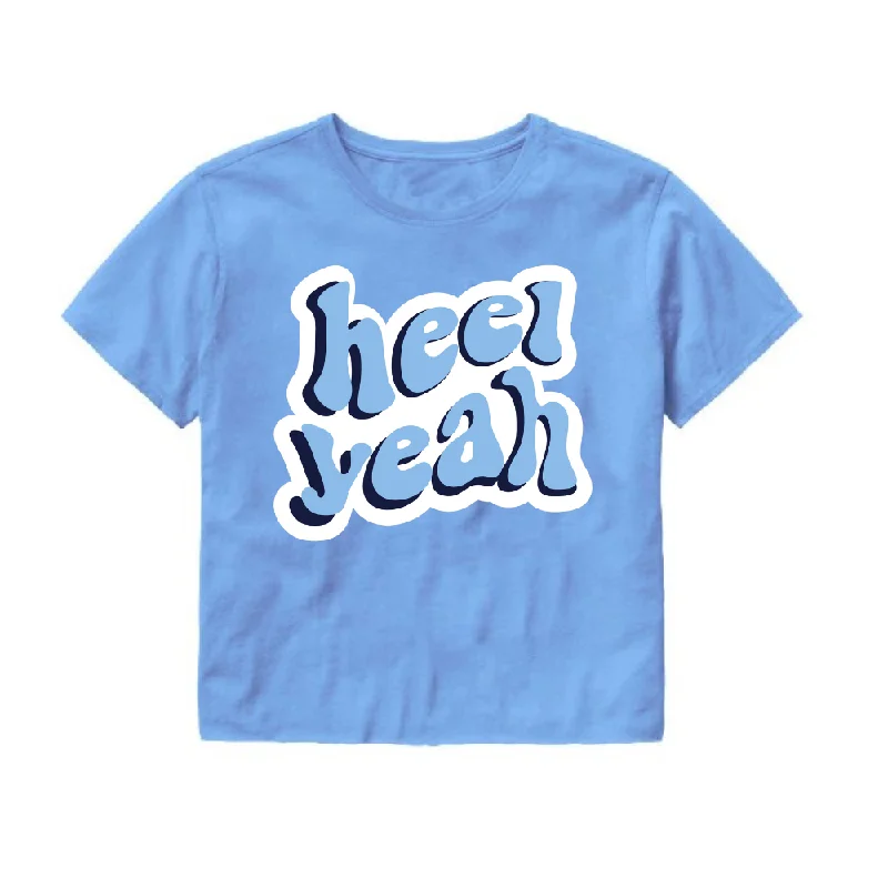 Carolina Blue Heel Yeah Crop Top by Shrunken Head Summer Crop Top Casual Short Sleeve