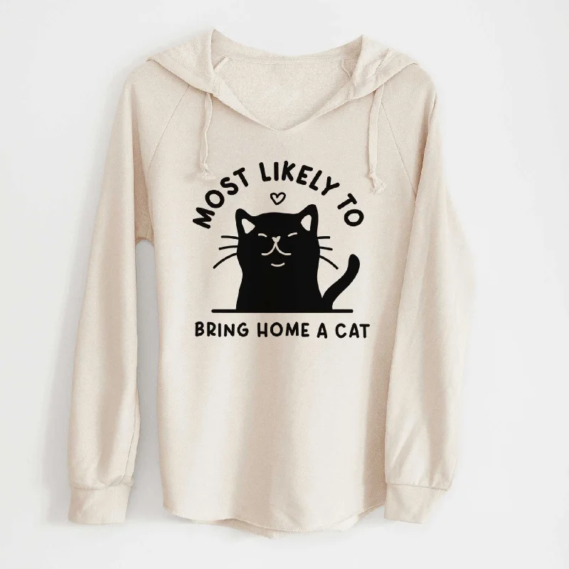 Most Likely to Bring Home a Cat - Black - Cali Wave Hooded Sweatshirt Hoodie with Gradient Ombre Colorful