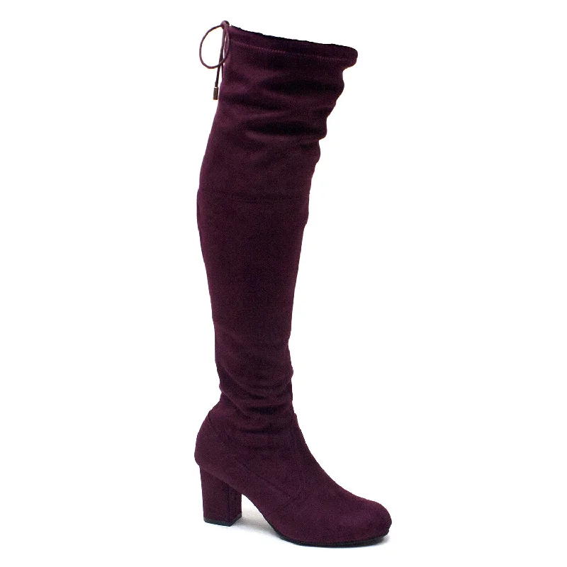 Women's Miles-02 Faux Suede Over The Knee OTK Tall Riding Dress Boots Boatneck Modish Everyday