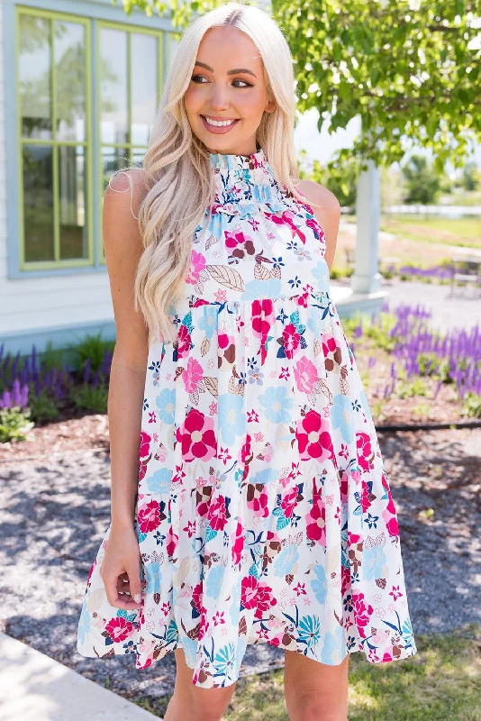 Floral Mock Neck Sleeveless Tiered Dress Tunics Bestseller popular