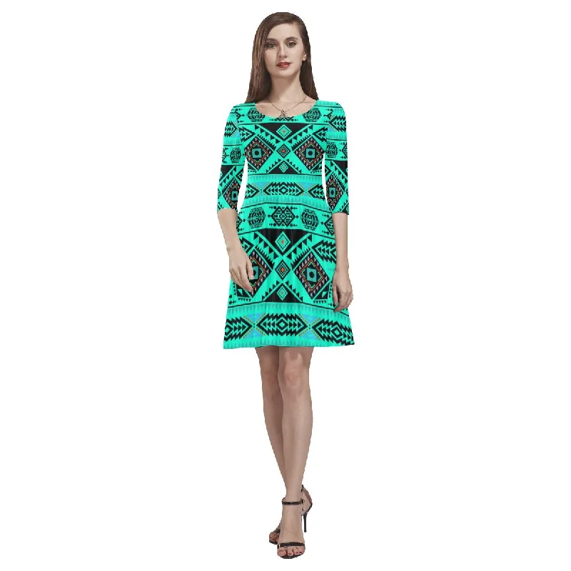 California Coast Big Seas Tethys Half-Sleeve Skater Dress Tunics Sophisticated sleek