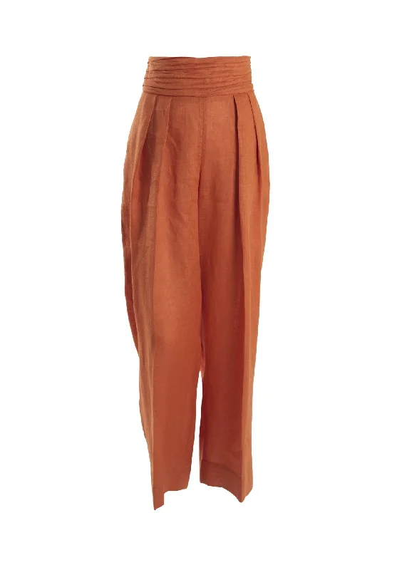 Linen Wide Pants Stretch Fit Pants
