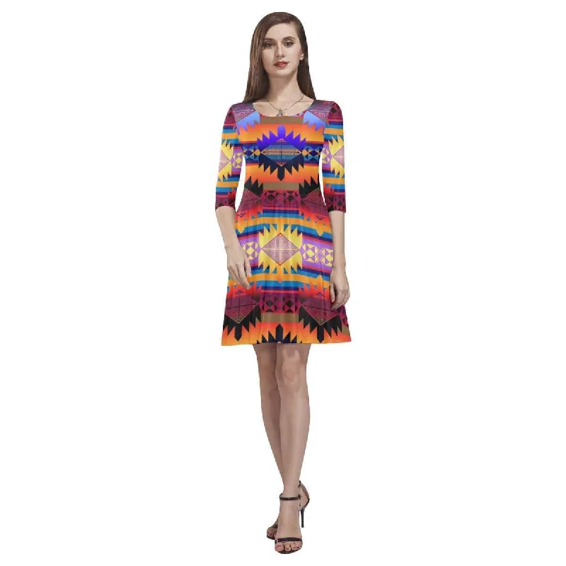 Okotoks Mountains Tethys Half-Sleeve Skater Dress Crew Neckline Sporty