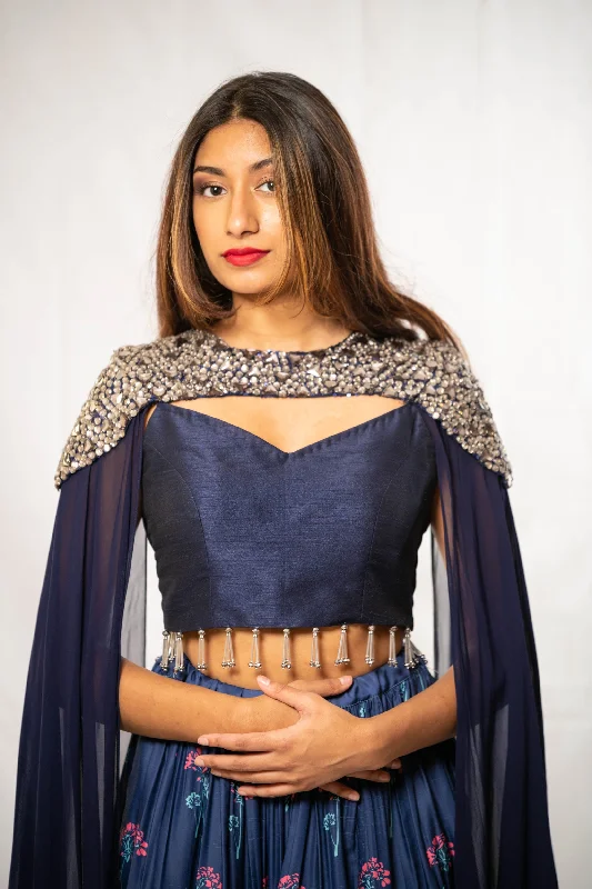 Rent Royal Blue Crop Top and Skirt - Rent Satin Fabric Silk Fabric Chiffon Fabric
