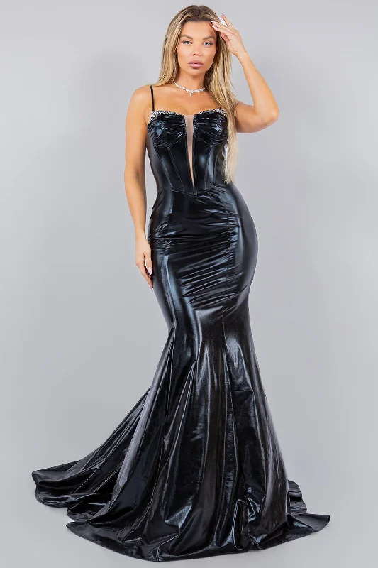 Bliss Spaghetti Top Dress with Fitted Mermaid Skirt for Women, Sizes XS-3XL Elegant Long Evening