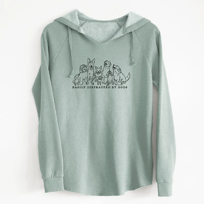 Distracted by Dogs - Cali Wave Hooded Sweatshirt Hoodie with Elastic Waist Stretchable Comfortable