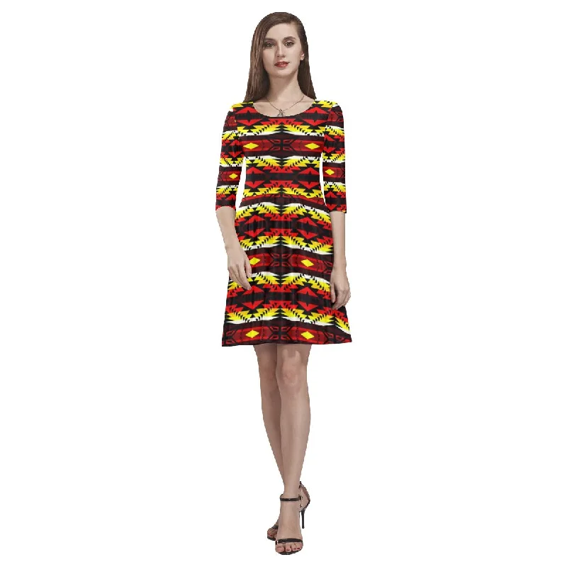 Canyon War Party Tethys Half-Sleeve Skater Dress Tunics Spring floral