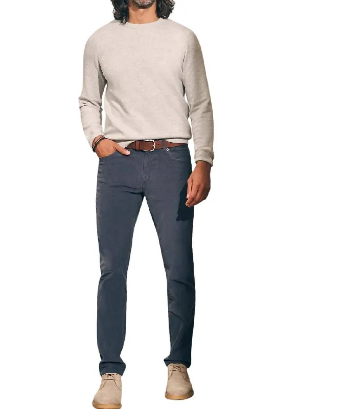 Stretch Cord 5-Pocket Pants In Faded Navy Cozy Knit Pants