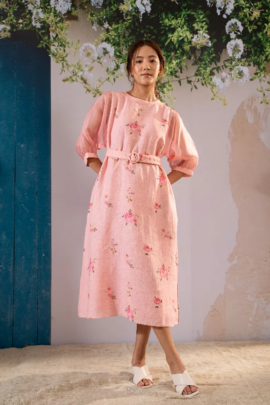 Scarlett Digital Print Aline Dress With Puff Sleeve Tunics Leisure comfortable