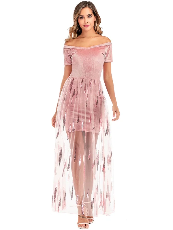 KittenAlarm - Velvet Sequins Sheer Block Party Dress Tunics Velvet soft