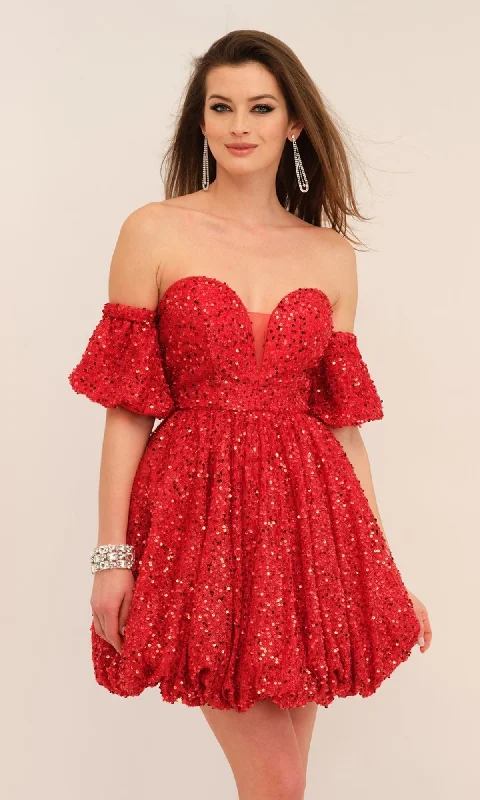 Short-Sleeve Short Red Sequin Party Dress 11186 Tunics Exclusive limited