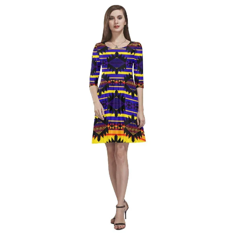 Okotoks Eagle Tethys Half-Sleeve Skater Dress Halter Neckline Beach