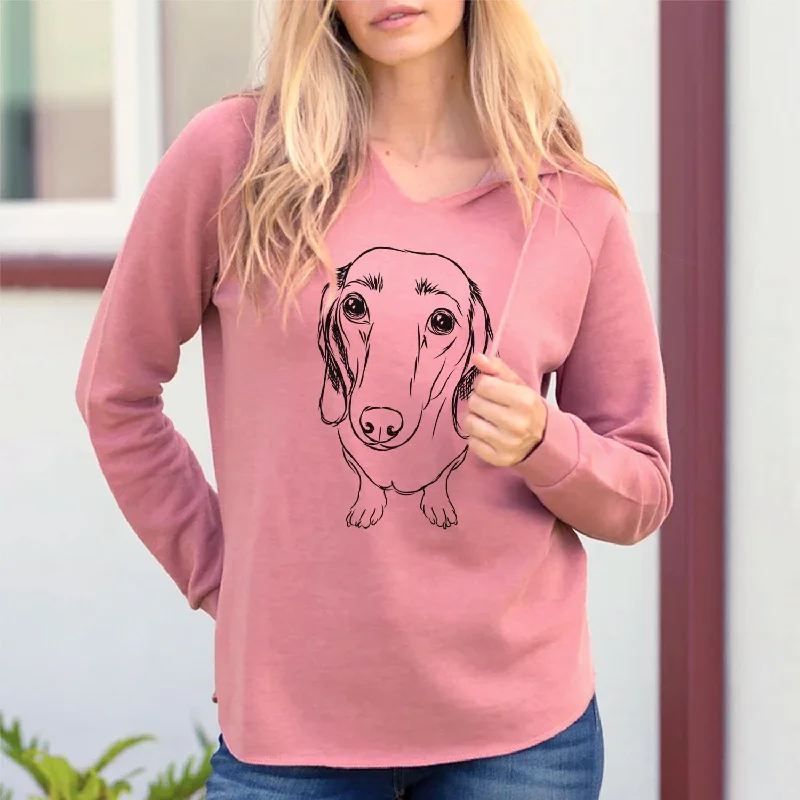 Annabelle the Dachshund - Cali Wave Hooded Sweatshirt Hoodie with Drawcord Adjustable Secure