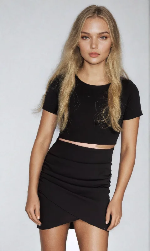 Two-Piece Short Sleeve Black Party Dress 3674 Tunics Business professional