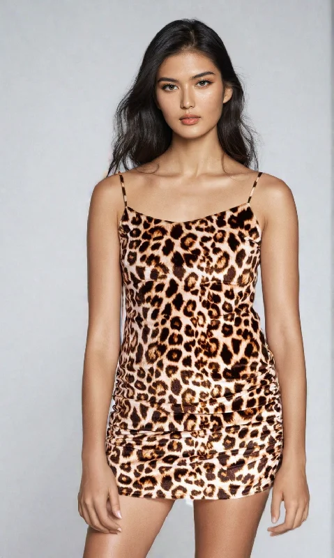 Animal-Print Short Bodycon Party Dress 3654 Tunics Office stylish