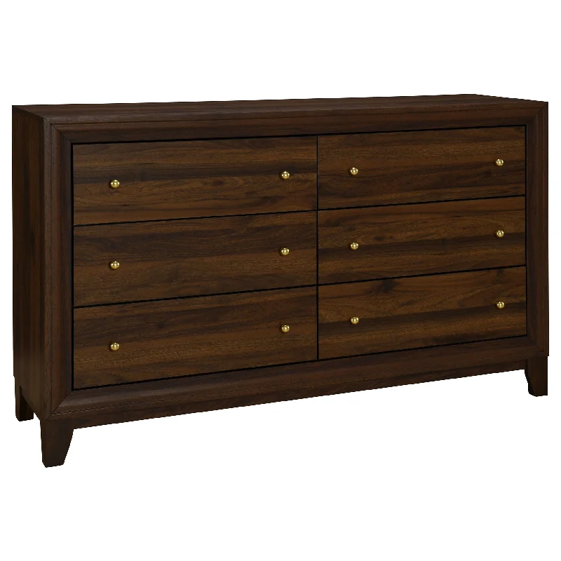 Welsley - 6-Drawer Dresser Cabinet - Walnut Turtleneck Warm Winter