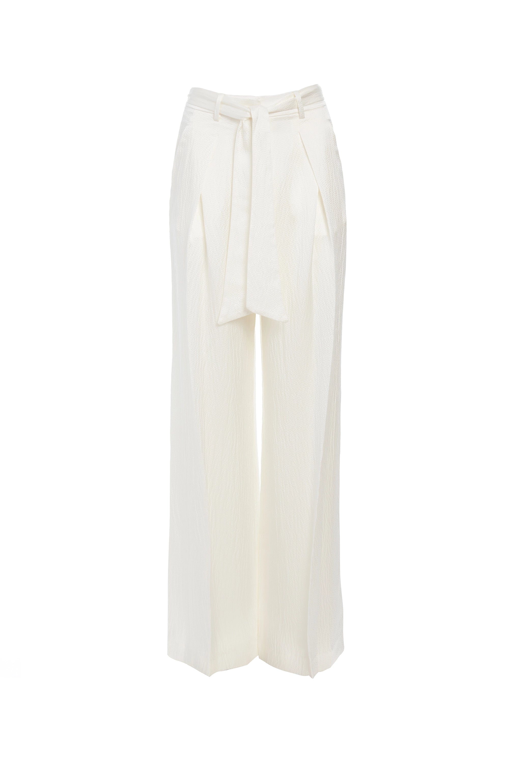 Thomazia Pant in Ivory Silk Stylish Paperbag Waist Pants
