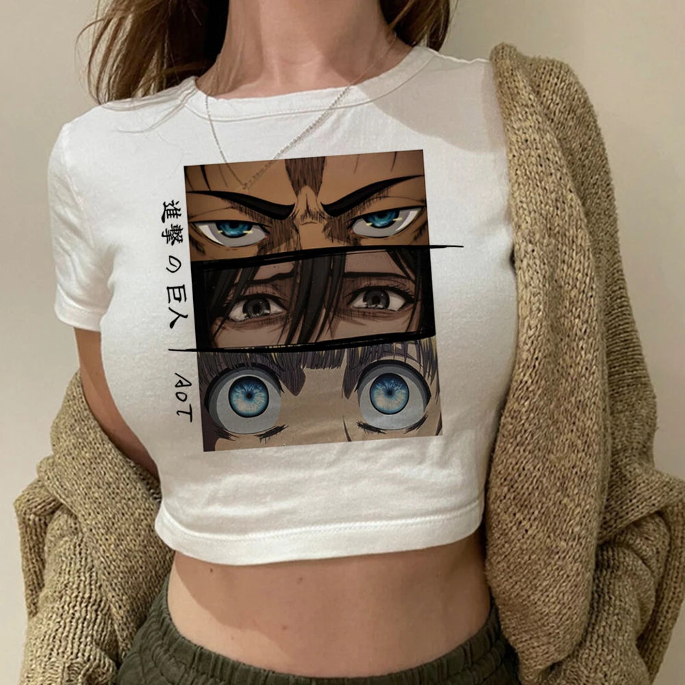 Attack on Titan Crop Top Zippered Buttoned Snapped
