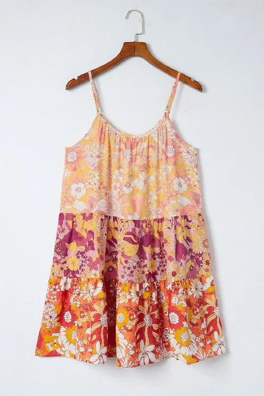 Floral Spaghetti Strap Tiered Dress Tunics Recommended stylist