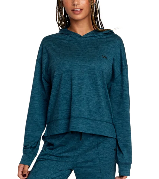 RVCA Womens  C-Able Cropped Workout Hoodie Sweatshirt Hoodie with Frayed Bohemian Relaxed
