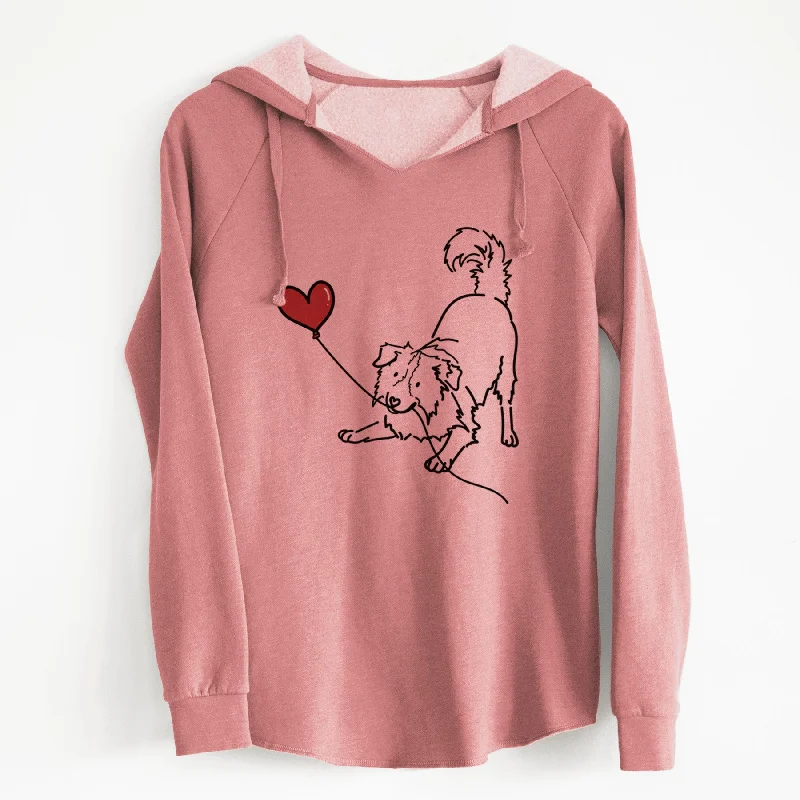 Border Collie Heart String - Cali Wave Hooded Sweatshirt Hoodie with Stripes Bold Sporty