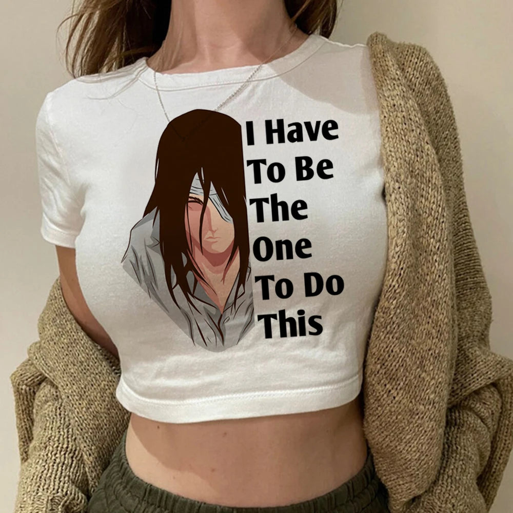 Attack on Titan Crop Top Asymmetrical Pockets Print