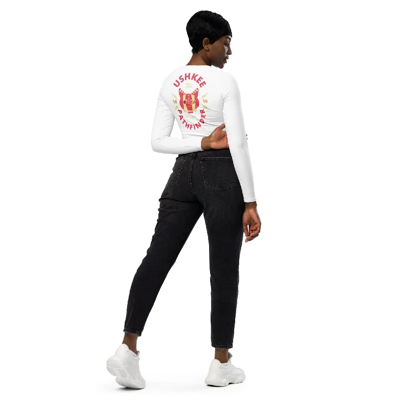UshKee Golden Pathfinder long-sleeve crop top Beaded Sequined Faux Fur