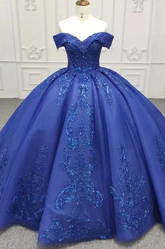 Gorgeous Royal Blue Sweetheart Beading Evening Party Dress Lace Up Ball Gown A-Line Day Work