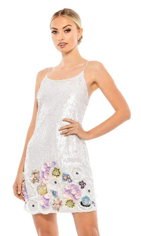 Flower-Hem Short White Sequin Party Dress 93628 Tunics Timeless classic