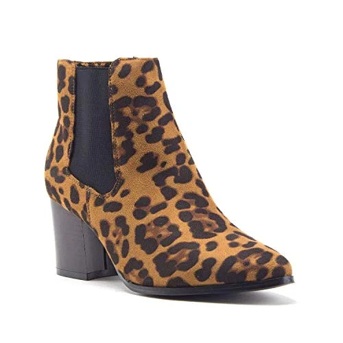 Women's Ankle High Tall Pointed Toe Chunky Block Heel Chelsea Dress Boots Casual Short Summer