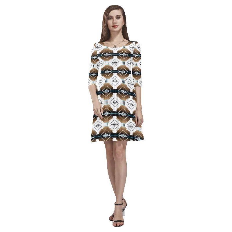 Cofitichequi White Tethys Half-Sleeve Skater Dress Tunics Canvas sturdy