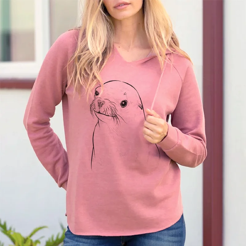 Bare Chip the California Sea Lion - Cali Wave Hooded Sweatshirt Hoodie with Button Classic Timeless