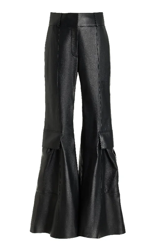 Bate Cargo Pant in Black Nappa Leather Soft Cotton Pants